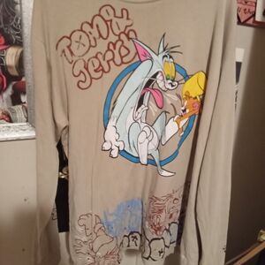 Source Unknown Beige Tom and Jerry Graphic Long Sleeve Tee